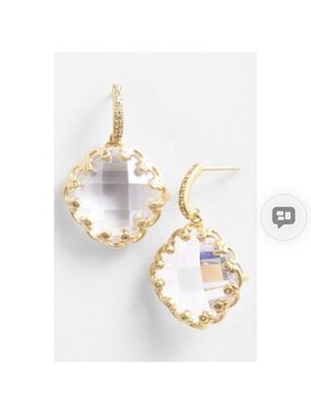 Freida Rothman 14k Gold over SS 925 Clear Crystal Drop Earrings